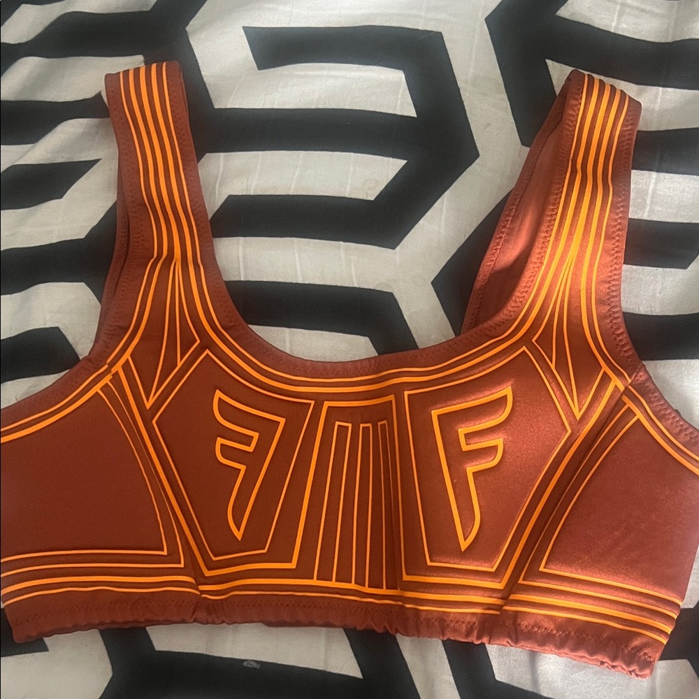 Fendi Freedom Brown Crop Top with Vibrant Orange